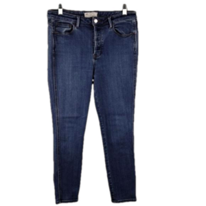 Free People Blue Medium Wash Five Pocket High Rise Button Fly Skinny Leg Jean